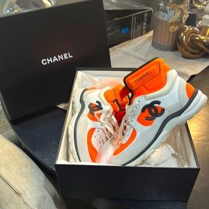 Chanel orange sneaker high top